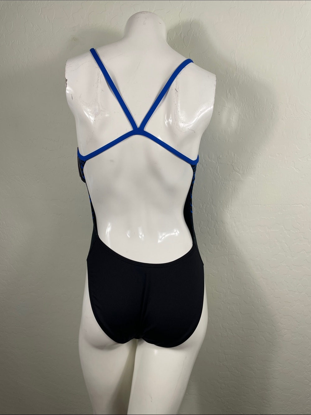 TYR Blue and Black Patterned Training One-Piece Swimsuit - Picture 3 of 7